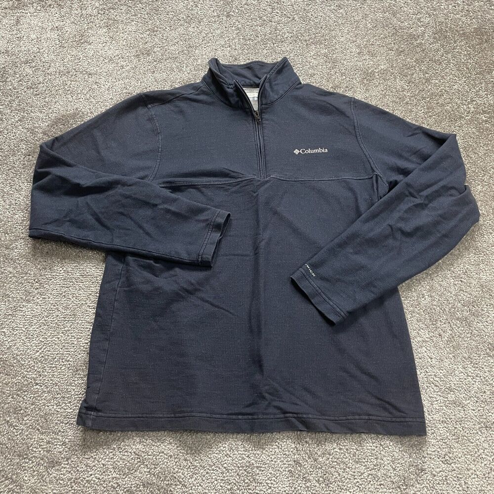 Columbia Omni Wick Sweatshirt Mens Small Blue 1/4 Zip High Neck Pullover Jacket